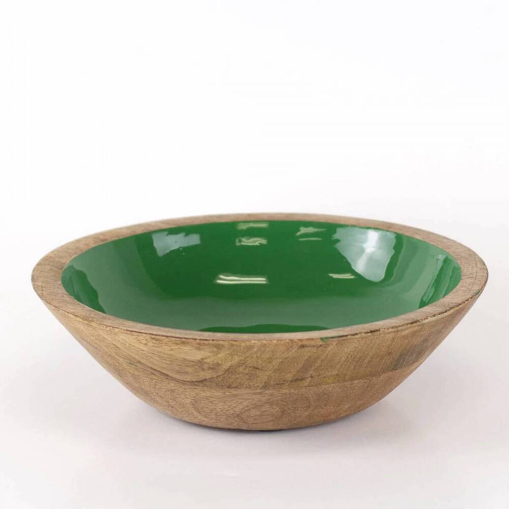 NEW THE ROYAL STANDARD green enamel and wood serving bowl in green